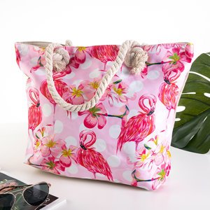 Пляжная женская сумка с фламинго
