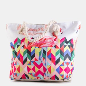 Разноцветная пляжная сумка с фламинго