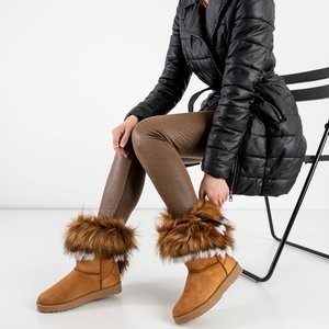 Светло-коричневые зимние сапоги на платформе с мехомHellasi - Обувь