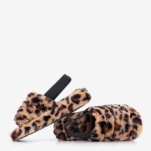 Женские меховые тапочки с леопардовым принтом Fornax - Обувь